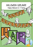 Vorschau - Mal- und Bastelvorlagen - Halloweeen Girlande - Wimpelkette in 3 Farben - Deckblatt
