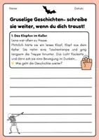 Vorschau - Arbeitsblätter - Gruselige Geschichten - schreibe sie weiter wenn du dich traust! - Deckblatt