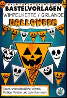 Vorschau - Mal- und Bastelvorlagen - Wimpelkette / Girlande für Halloween - Bastelvorlage / Malvorlage #huhuhalloween - Deckblatt