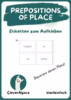 Vorschau - Stationenlernen - PREPOSITIONS OF PLACE · Etiketten zum Aufkleben · Englisch - Deckblatt