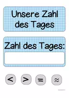 Vorschau - Poster - Zahl des Tages - Tafelmaterial - Große Zahlen - Stellenwerttafel - Seite 1