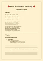 Vorschau - Arbeitsblätter - Ein Herbstgedicht analysieren - Herbsttag (Rilke) Deutsch 7-8 - Seite 1