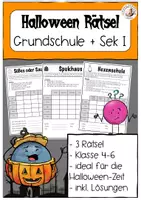 Vorschau - Arbeitsblätter - Halloween Rätsel Grundschule Sek I Logik - Deckblatt