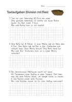 Vorschau - Arbeitsblätter - Textaufgaben Division mit Rest (Klasse 2 /3) - Deckblatt