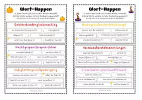 Vorschau - Aufgabenkarten - Zusammengesetzte Nomen - Halloween Wörtersuche - Deckblatt