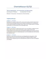Vorschau - Klassenarbeiten - Klausur: Redoxchemie, Opferanoden - Deckblatt