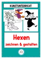 Vorschau - Mal- und Bastelvorlagen - Kunst in 90 Minuten: Hexe zeichnen - Deckblatt