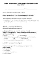 anteprima - Compiti in classe/Test - Il complemento di specificazione nelle frasi: esame - Pagina 1