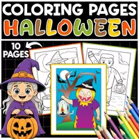 Vorschau - Arbeitsblätter - Spooky & Cute Halloween Coloring Sheets - Deckblatt