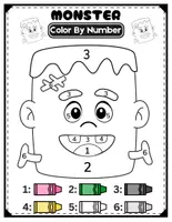 Vorschau - Arbeitsblätter - Kindergarten Halloween Color By Number Worksheets - Seite 1