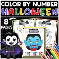 Vorschau - Arbeitsblätter - Kindergarten Halloween Color By Number Worksheets - Deckblatt