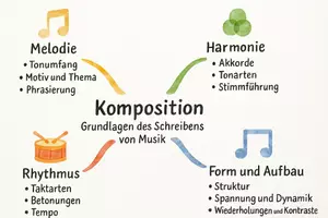 Vorschau - Arbeitsblätter - Arbeitsblatt "Komposition - Grundlagen des Schreibens von Musik" + interaktive Lösung & MP3 + Mindmap - Seite 1
