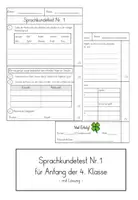Vorschau - Test - Sprachkundetest 1 für die 4. Klasse (mit Lösung) - Deckblatt