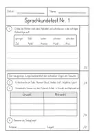 Vorschau - Test - Sprachkundetest 1 für die 4. Klasse (mit Lösung) - Seite 1