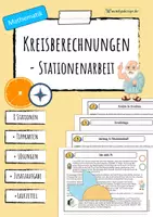 Vorschau - Arbeitsblätter - KREIS: Flächeninhalt & Umfang - Stationenarbeit - Deckblatt