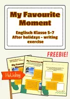 Vorschau - Arbeitsblätter - After holidays - writing exercise Englisch 5-7 "My favourite moment" - Deckblatt