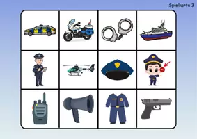 Vorschau - Mal- und Bastelvorlagen - Wortschatz Bingo - Polizei (Klasse 1 und 2) - Seite 3