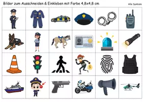 Vorschau - Arbeitsblätter - Vokabelbilder Polizei - Bilder zum ausschneiden (Klasse 1 und 2) - Seite 1