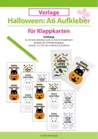 Vorschau - Mal- und Bastelvorlagen - Halloween: A6 Aufkleber für Klappkarten - Deckblatt