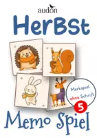 Vorschau - Spiele - Lernspiel Nichtleser - Memo Sprachförderung - HERBST 5 - Herbsttiere - Memo Bild-Bild - Memospiel DaZ - Merkspiel - Vorkurs Deutsch Kindergarten Vorschule Kita - Deckblatt