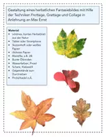 Vorschau - Arbeitsblätter - Fantasievolles Herbstbild (Grattage, Frottage und Collage) - Deckblatt