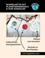 Vorschau - Poster - Wimpelkette Planetensystem zum Basteln & Ausmalen - Deckblatt