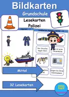 Vorschau - Arbeitsblätter - Lesekarten/Bildkarten Polizei mittelschwer - DaZ/DaF / Deutsch (Grundschule) - Deckblatt