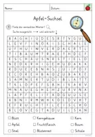 Vorschau - Arbeitsblätter - Apfel Suchsel - Seite 1