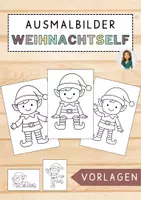 Vorschau - Mal- und Bastelvorlagen - Weihnachtself - Wichtel - Vorlage und Schablone - eitierbare Datei - Deckblatt