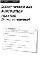Vorschau - Arbeitsblätter - Direct speech and punctuation practice – Wörtliche Rede und Satzzeichen Übung (3-fach differenziert) - Deckblatt