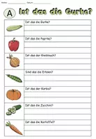 Vorschau - Arbeitsblätter - Satzstrukturen "Ist das die Gurke" Das Gemüse - DaZ / DaF / Deutsch - Seite 1