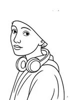 Vorschau - Mal- und Bastelvorlagen - Mädchen mit Perlenohrring Malvorlage klassisch und modern - Seite 1