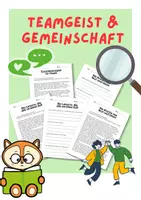Vorschau - Arbeitsblätter - Teamgeist & Gemeinschaft Kurzgeschichten mit Fragen - Deckblatt