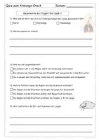 Vorschau - Arbeitsblätter - Quiz zum Atmungs-Check (mit Lösung) - Deckblatt