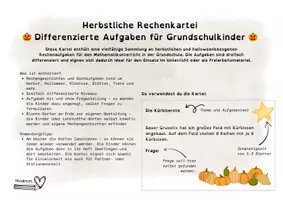 Vorschau - Arbeitsblätter - Rechengeschichten zu Halloween und Herbst - Deckblatt
