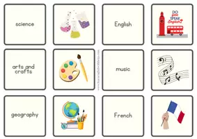 Vista previa - Tarjetas / Manipulativos - Subjects memory game - página 1