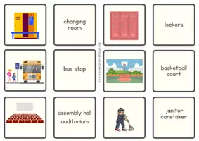 Vista previa - Tarjetas / Manipulativos - Rooms in the school memory game - página 2