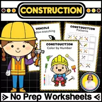Vorschau - Arbeitsblätter - NO PREP Construction Theme Pack - Deckblatt