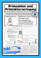 Vorschau - Stundenentwürfe - Primzahlen und Primfaktorzerlegung – 5 Arbeitsblätter inkl. Lösungen - Deckblatt