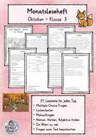 Vorschau - Arbeitsblätter - Monatsleseheft - Oktober - Klasse 3 - Deckblatt