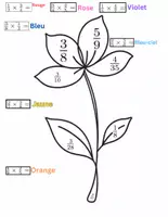 Aperçu - Matériel pour travaux manuels / dessin - Coloriage de Fleurs – Multiplication des Fractions - Page 1