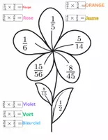 Aperçu - Matériel pour travaux manuels / dessin - Coloriage de Fleurs – Multiplication des Fractions - Page 3