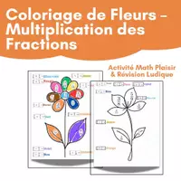 Aperçu - Matériel pour travaux manuels / dessin - Coloriage de Fleurs – Multiplication des Fractions - Page de couverture