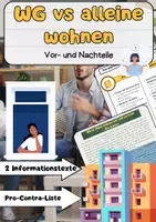 Vorschau - Arbeitsblätter - WG vs. alleine wohnen – Vor- und Nachteile - Deckblatt