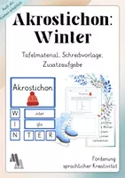 Vorschau - Arbeitsblätter - Akrostichon zum Winter strukturierte Anleitung, AB, Tafelmaterial - Deckblatt