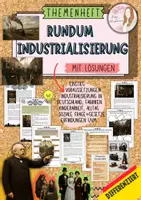Vorschau - Unterrichtsreihen - Themenheft rundum Industrialisierung - Ursachen / Erfindungen / Arbeit und Alltag / soziale Frage / Sozialgesetze Otto von Bismarck / Fortschritt / Digitalisierung heute mit Lösungen (Klasse 7 8 9) - Deckblatt