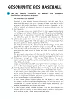 Vorschau - Arbeitsblätter - Baseball ⎮ Geschichte - Sachtext mit Aufgaben - Seite 1
