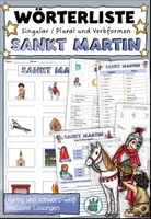 Vorschau - Arbeitsblätter - "Sankt Martin" Wörterliste + Singular Plural und Verbformen - DaZ / DaF / Deutsch #sonnemondundsparen - Deckblatt