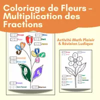 Aperçu - Matériel pour travaux manuels / dessin - Coloriage de Fleurs – Multiplication des Fractions - Page de couverture