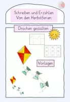 Vorschau - Mal- und Bastelvorlagen - Herbstferien Erzähl- und Schreibanlass Drachen - Deckblatt